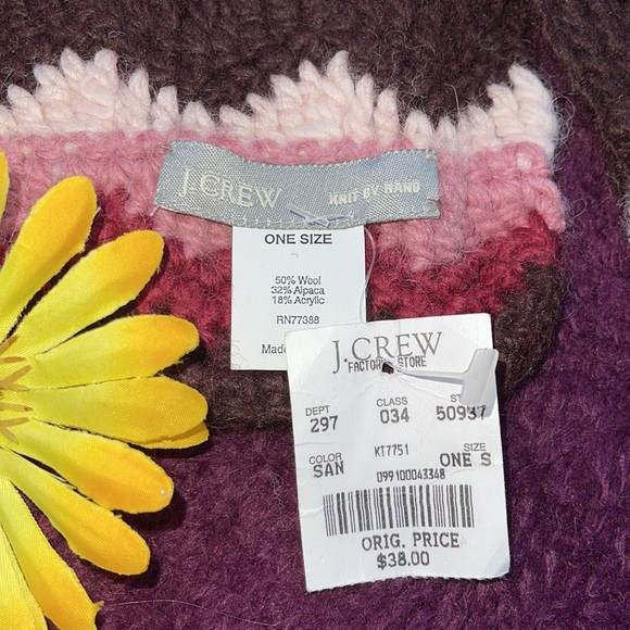 πΊ J.CREW; New with Tags! Hand-Knit, NICE 50% Wool/32% Alpaca/18% Acrylic Scarf - Picture 2 of 6